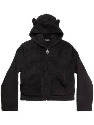 Black fuzzy best sale zip up hoodie
