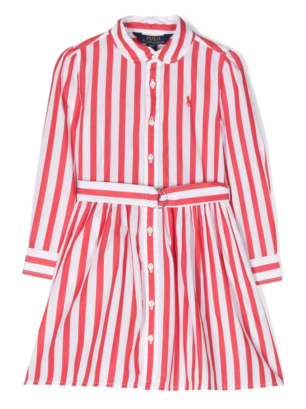 

Ralph Lauren Kids belted striped poplin shirtdress - Red
