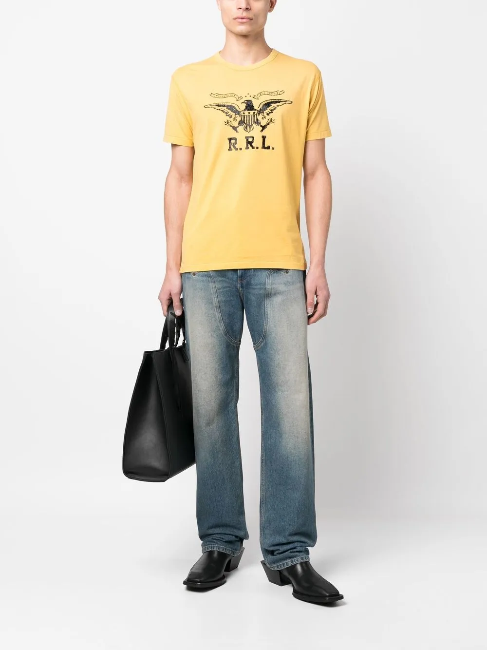 Ralph Lauren RRL T-shirt met logoprint - Geel