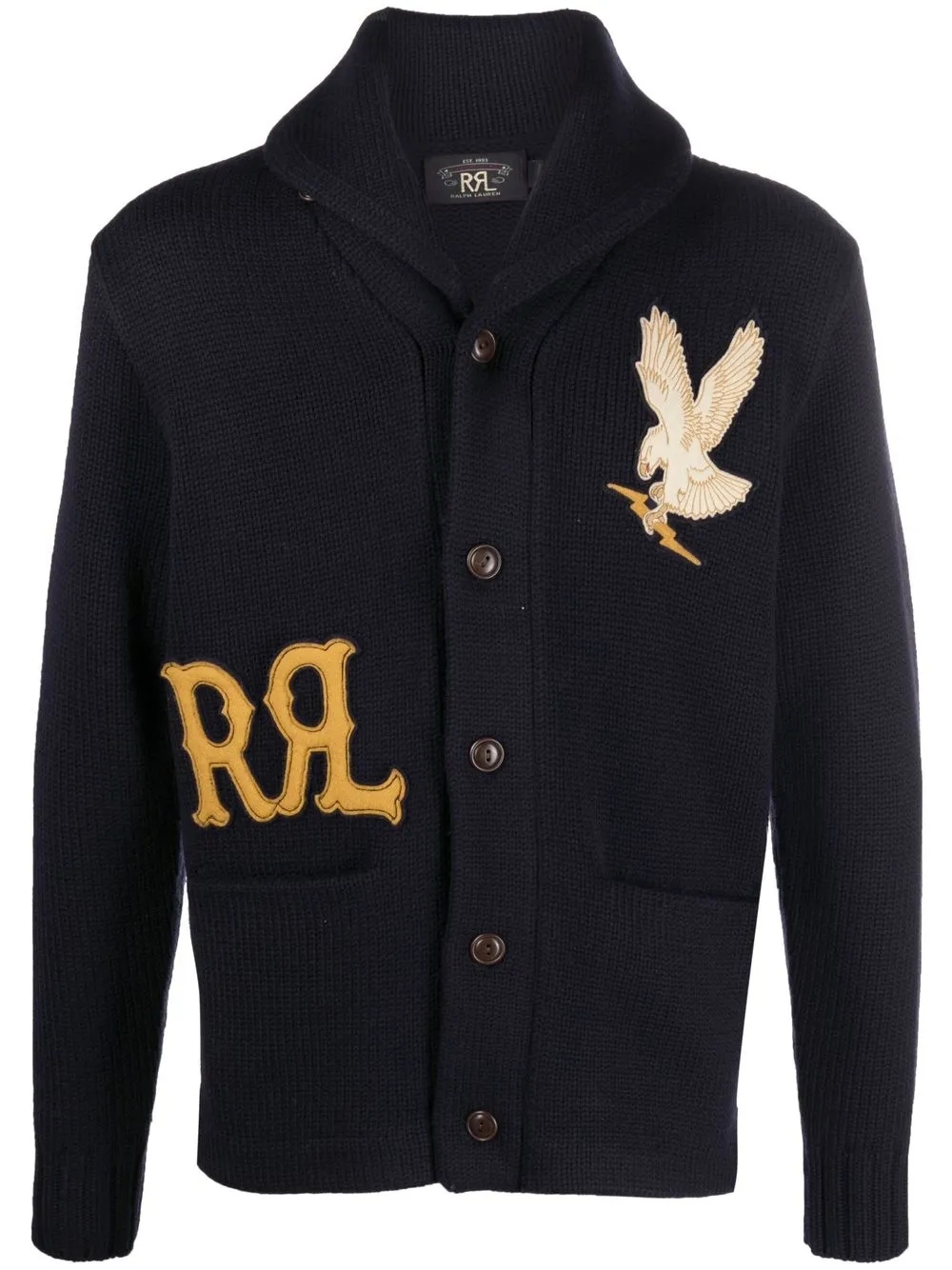 

Ralph Lauren RRL logo-embroidered lapel cardigan - Blue