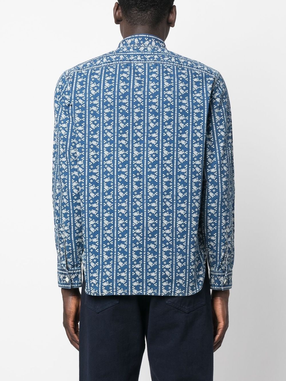 Shop Ralph Lauren Rrl Logo-print Cotton Shirt In Blue