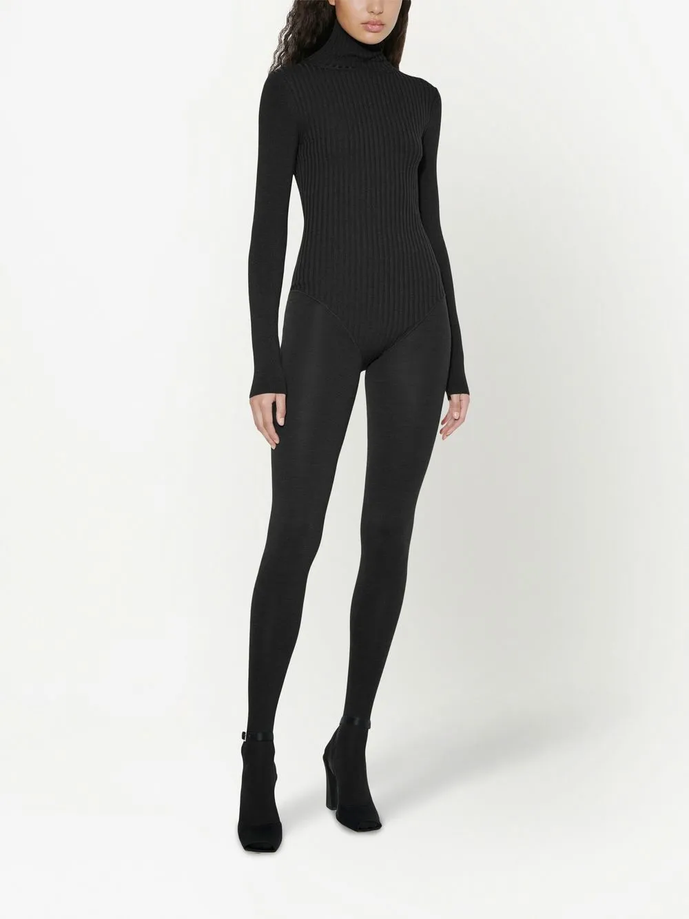 Victoria Beckham Ribgebreide jumpsuit - Zwart