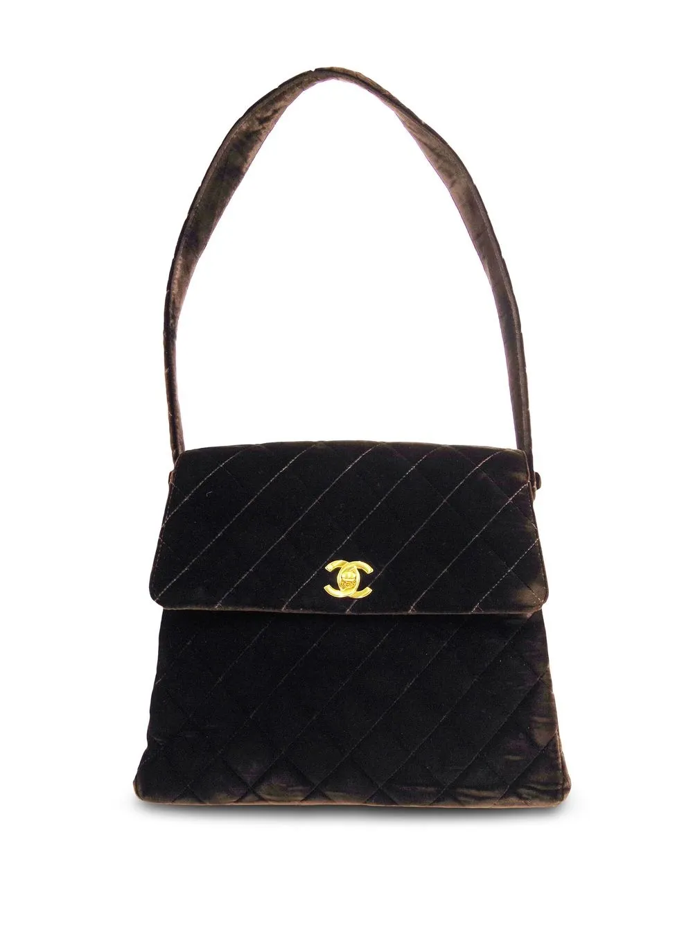 

CHANEL Pre-Owned 1998 quilted velvet shoulder bag - Brown