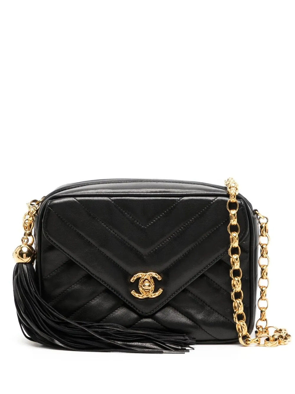 

CHANEL Pre-Owned 1992 chevron-quilted crossbody bag - Black