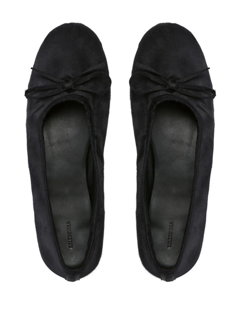 Shop Balenciaga Leopold Satin Ballerina Shoes In 1000 -black