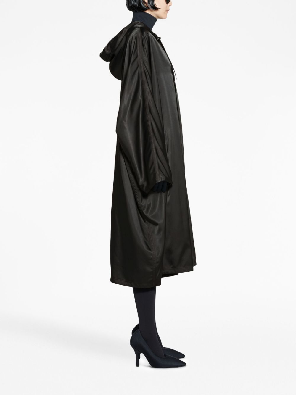 Shop Balenciaga Drawstring-hood Parka Coat In Black