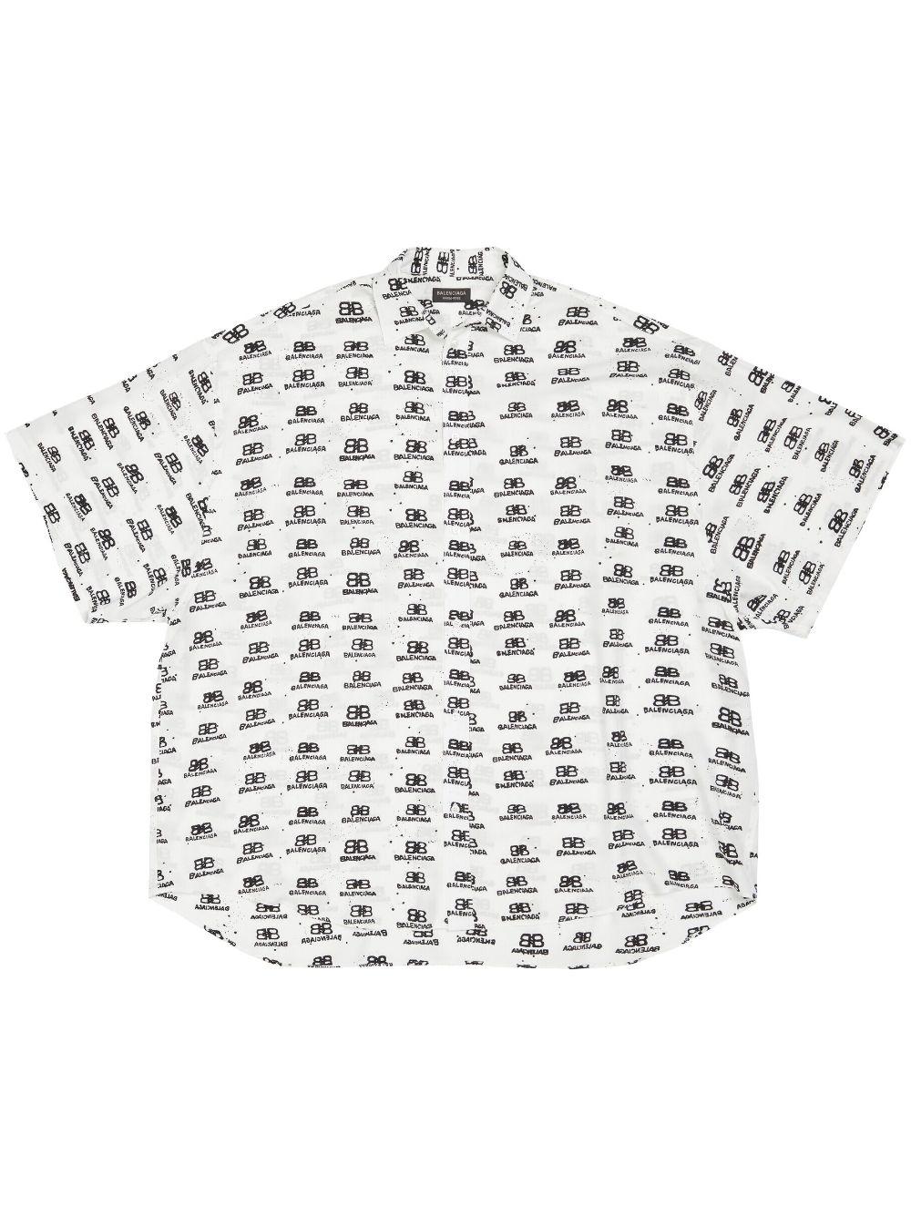 Balenciaga Monogram-pattern Print Shirt In 9040 -white/black