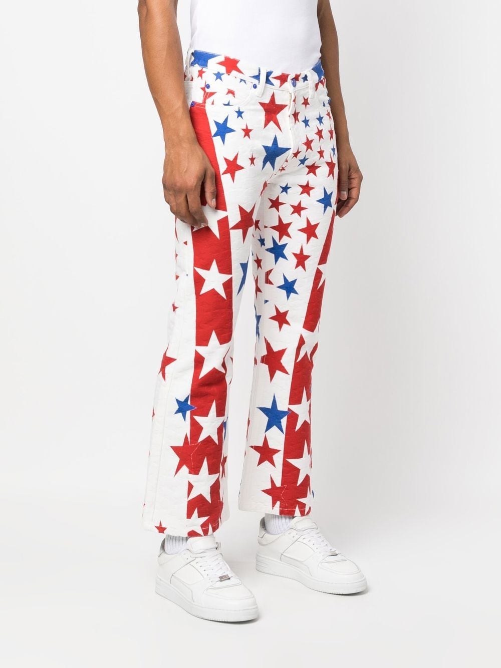 Shop Erl Star-print Bootcut Jeans In White