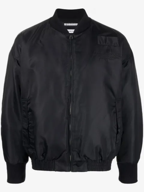 Neighborhood embroidered zip-up bomber jacket 