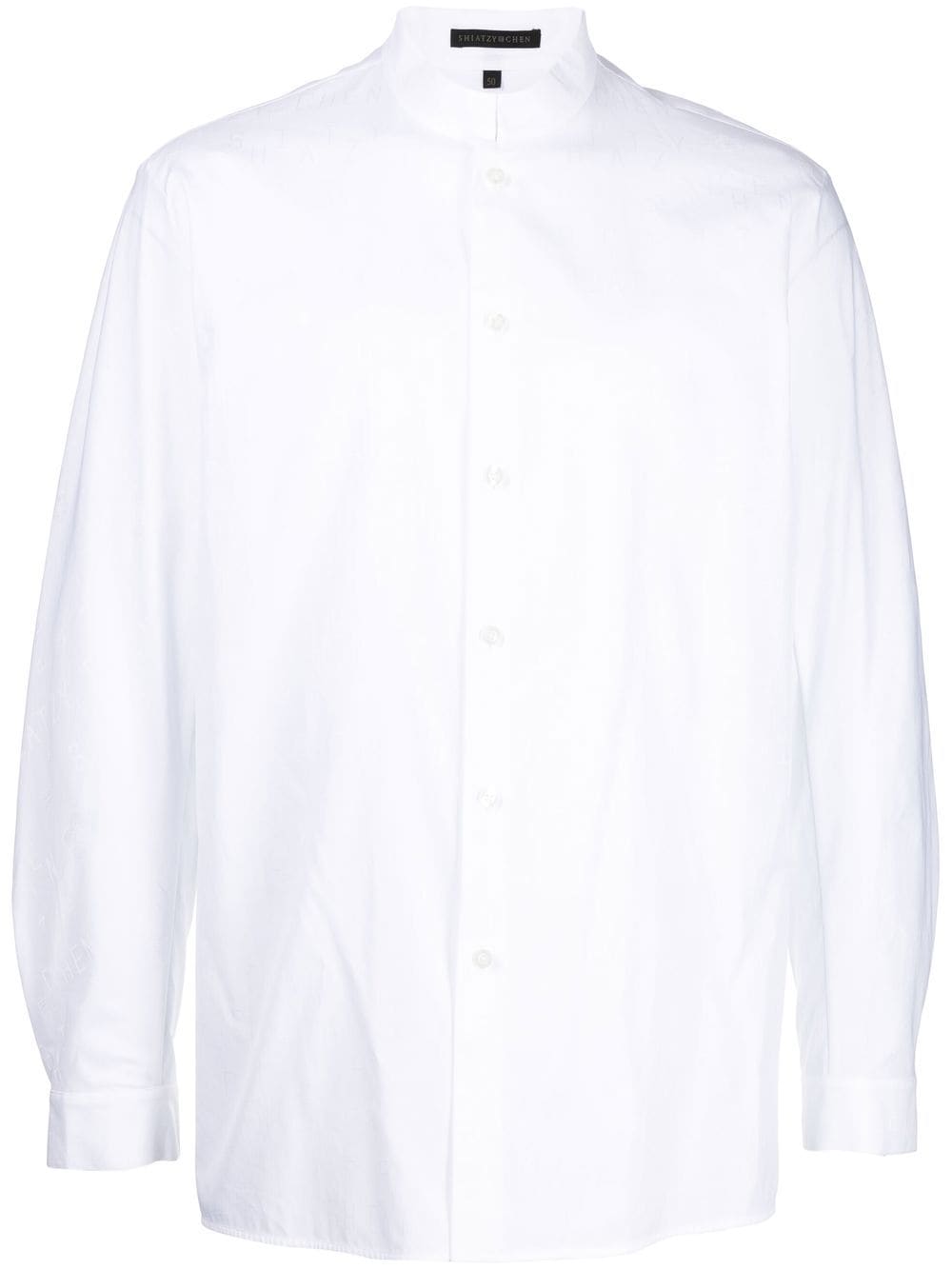 Shiatzy Chen Collarless Cotton Shirt In White