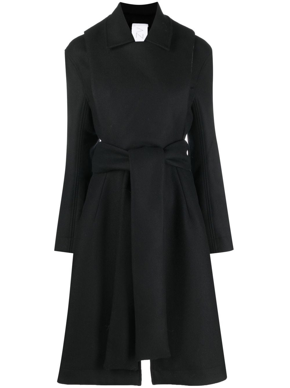 Shop Az Factory Belted-waist Coat In Black