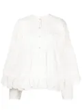 Natasha Zinko embroidered ruffle-detail blouse - White