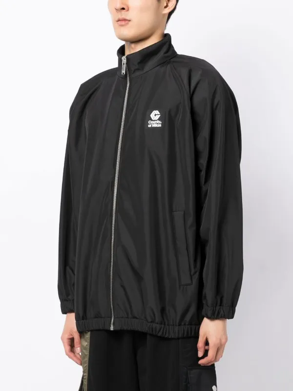 Marcelo Burlon County Of Milan logo patch Track Jacket Black FARFETCH PT