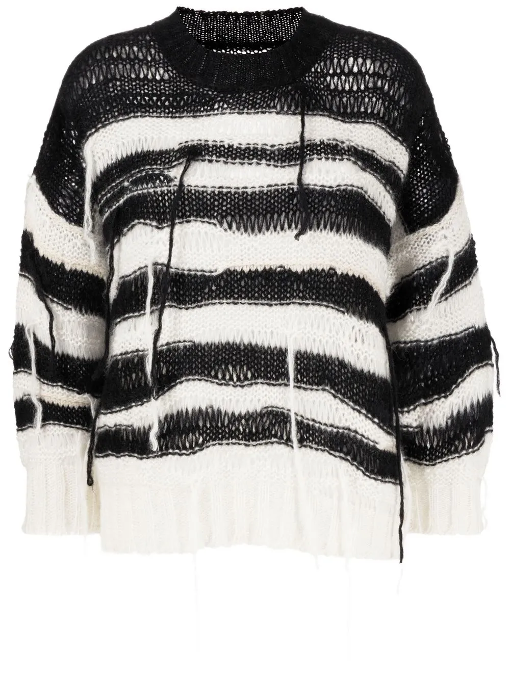 

Isabel Benenato distressed-effect striped jumper - Black