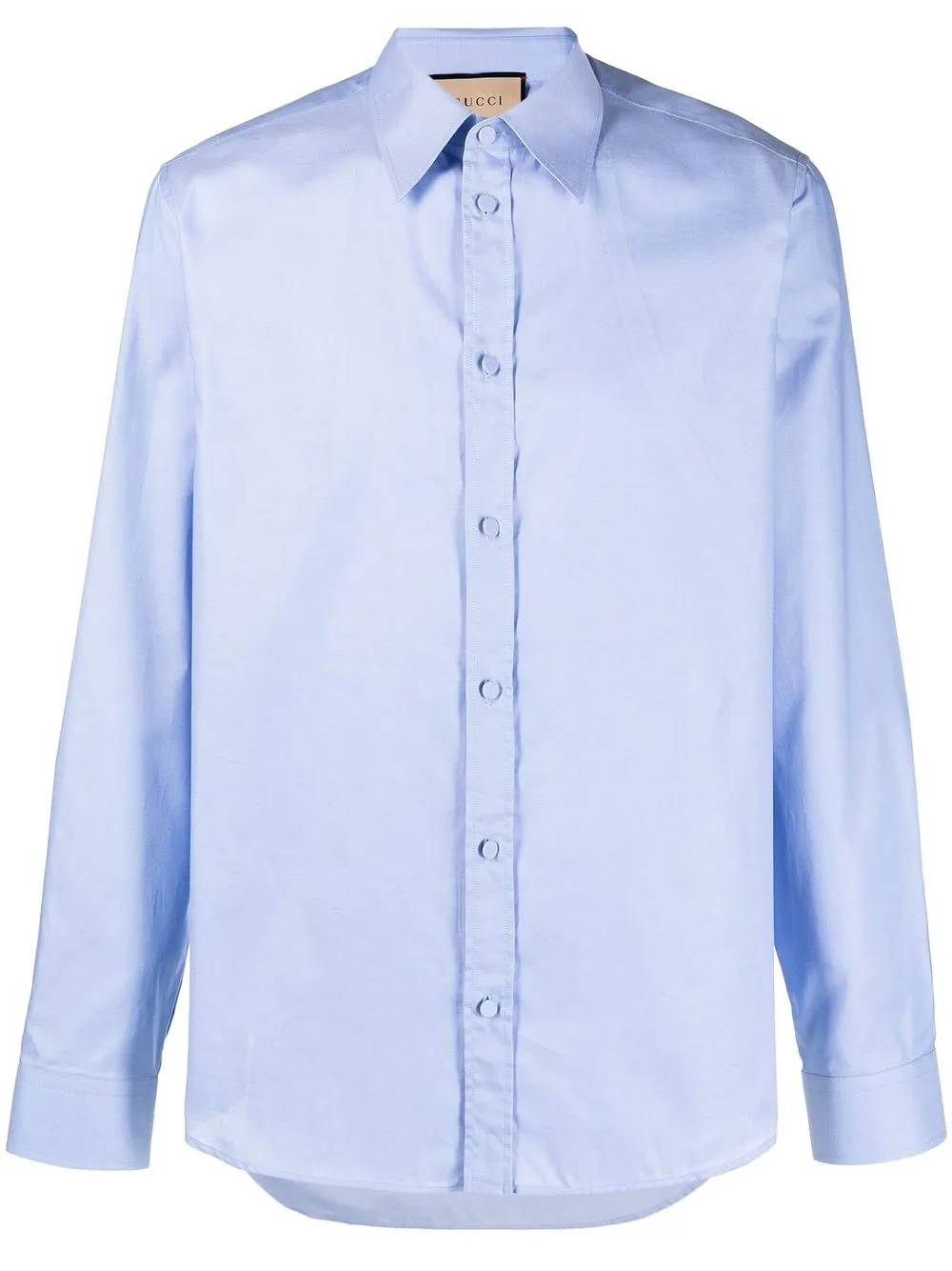 Shop Gucci Long-sleeve Cotton Shirt In Blue