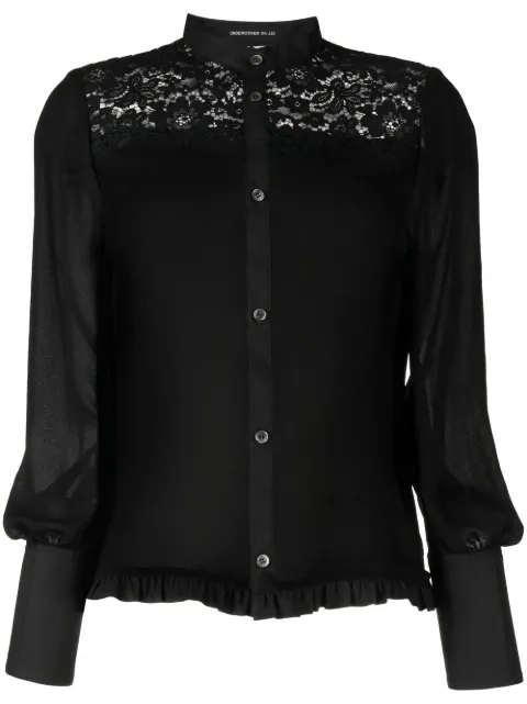Undercover lace-trim long-sleeve blouse 