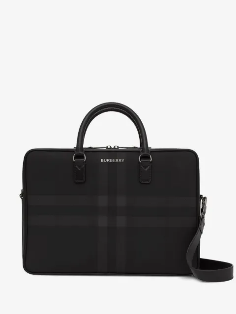 Burberry 格纹印花皮质公文包