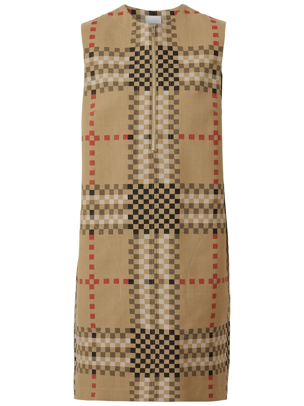 

Burberry vestido corto Pixel Check sin mangas - Marrón