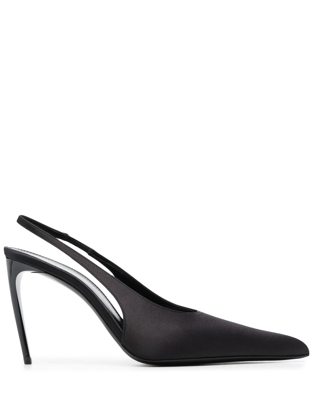 

Saint Laurent pointed-toe satin slingback pumps - Black