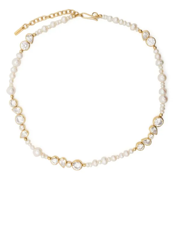Completedworks Glitch Crystal-pearl Necklace in Gold