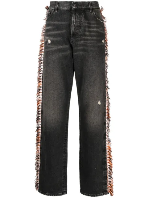 COUNTY OF MILAN fringe-detail straight-leg jeans