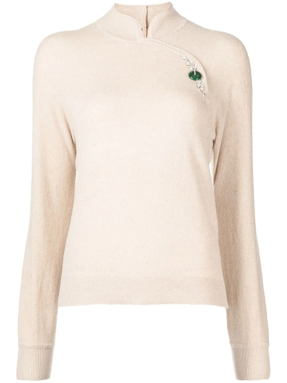 

SHIATZY CHEN embellished wrap knitted jumper - Neutrals