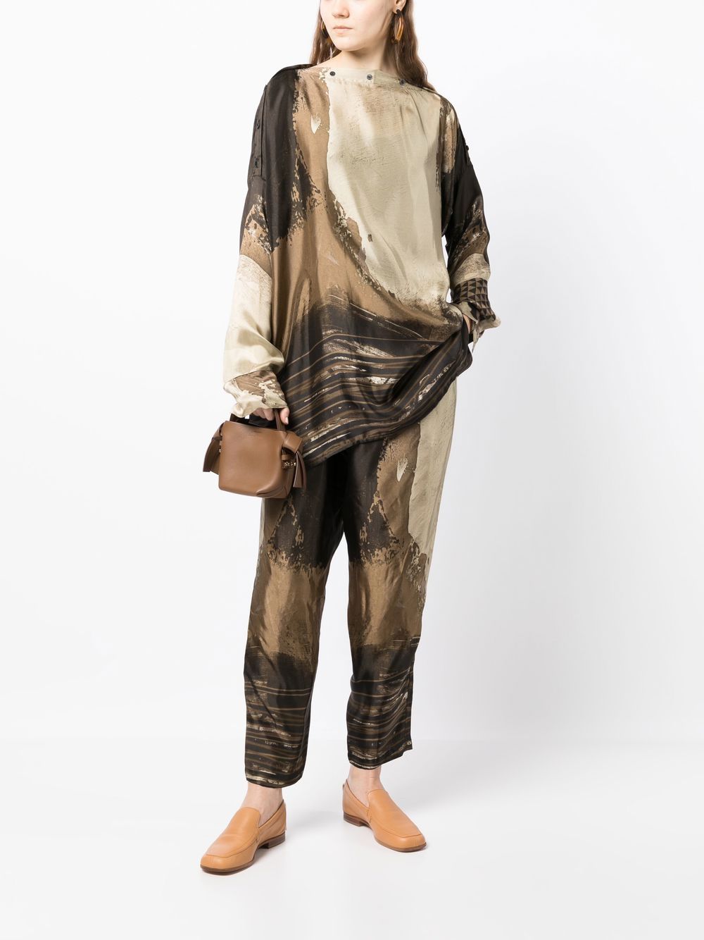 Shop Masnada Graphic-print Trousers In Brown