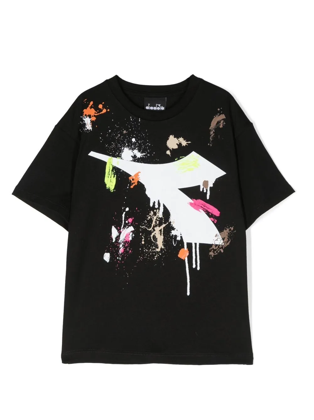 

Diadora Junior paint-splatter logo-print T-shirt - Black
