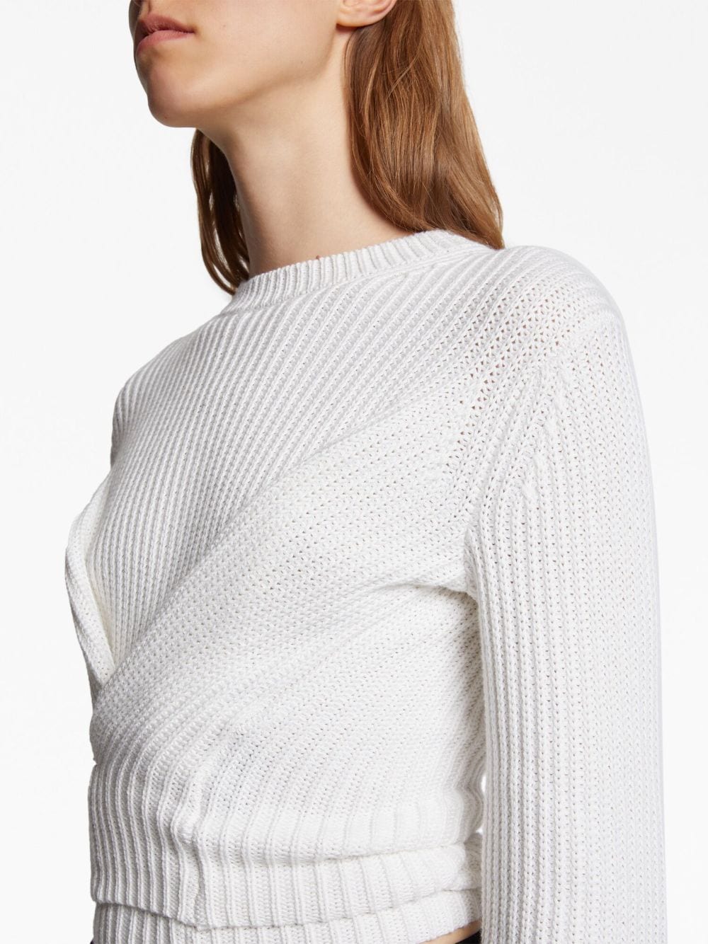 Shop Proenza Schouler White Label Ribbed-knit Wrap Jumper In White