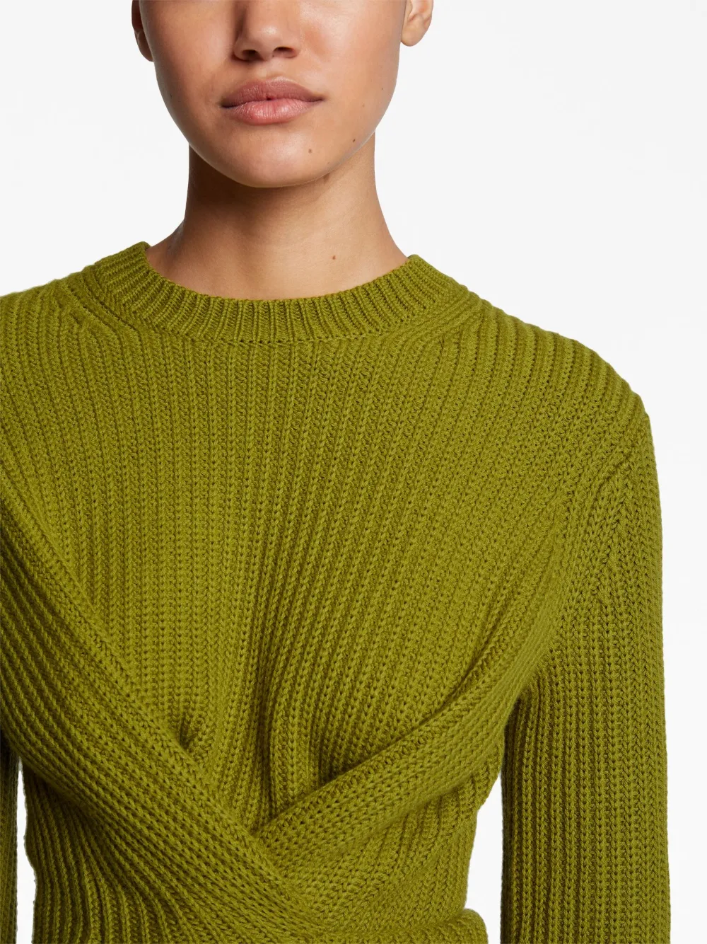 Shop Proenza Schouler White Label Ribbed-knit Wrap Jumper In Green