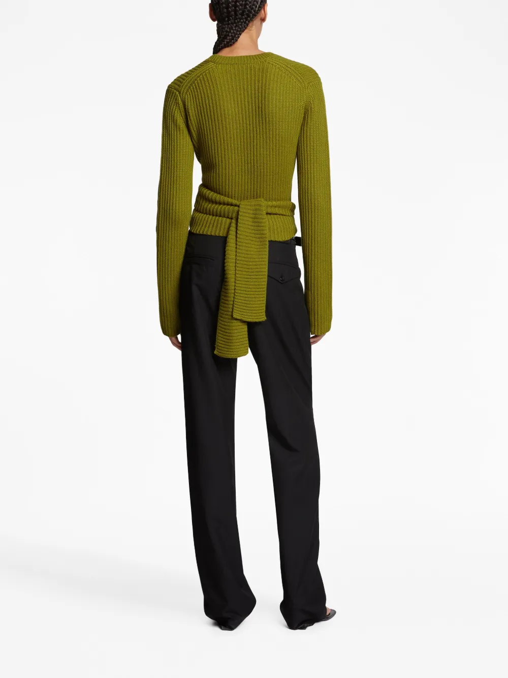 Shop Proenza Schouler White Label Ribbed-knit Wrap Jumper In Green