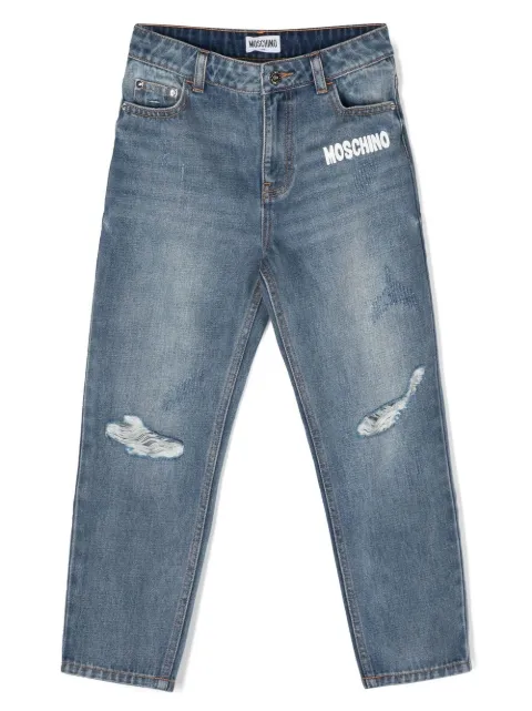 Moschino Kids logo-print straight jeans 