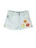 Moschino Kids logo-patch denim shorts - Blue