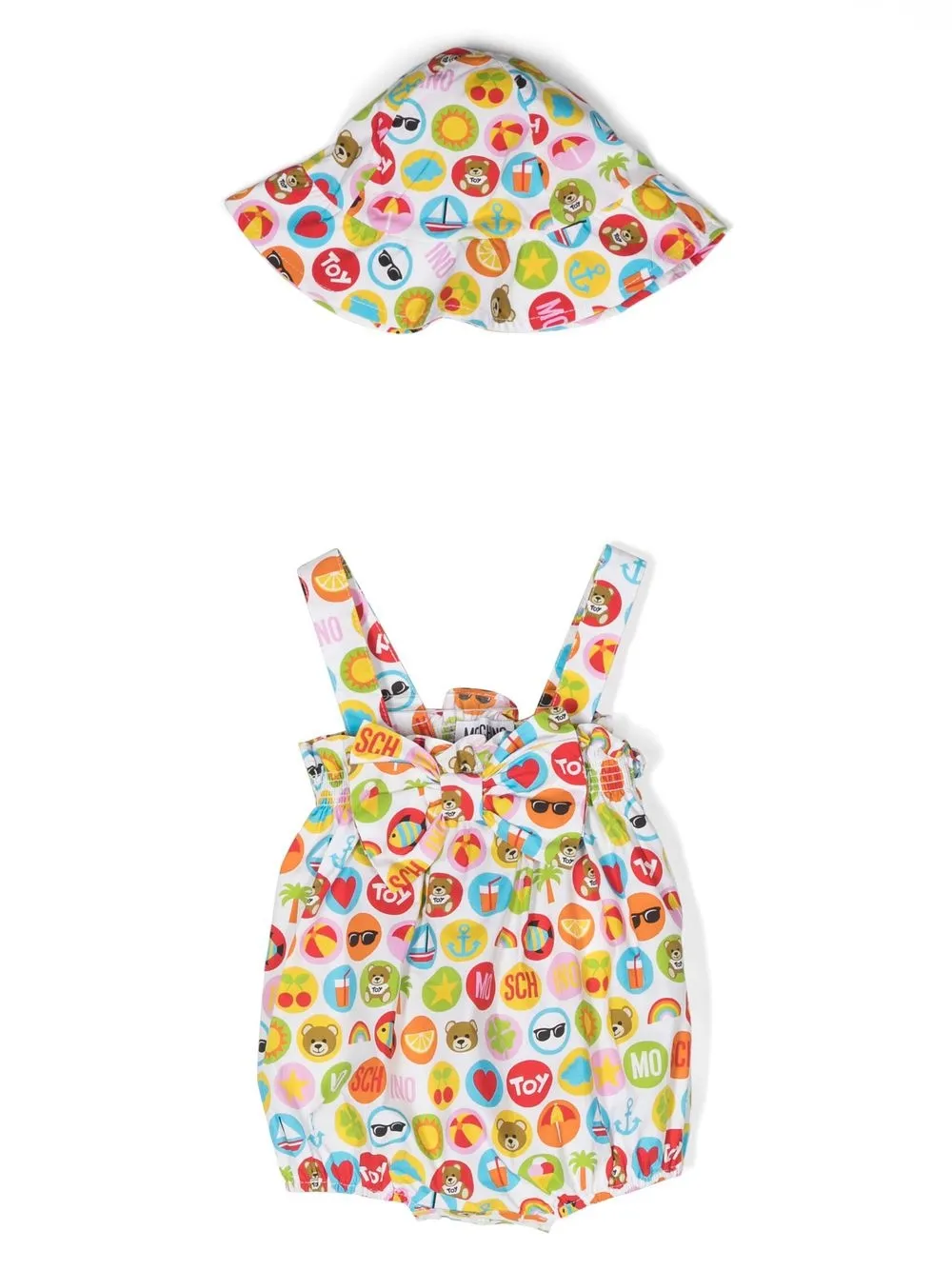 

Moschino Kids juego de baberos con estampado gráfico - Blanco