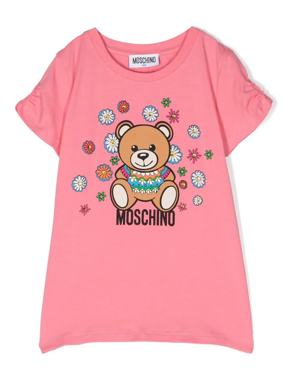 Moschino Kids' Teddy Bear Cotton T-shirt In Pink