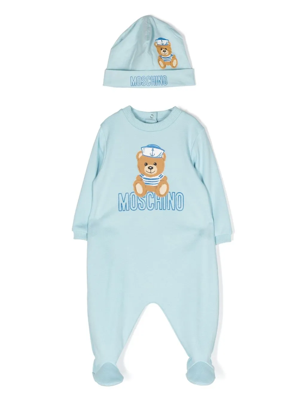 

Moschino Kids Teddy Bear cotton pajama set - Blue