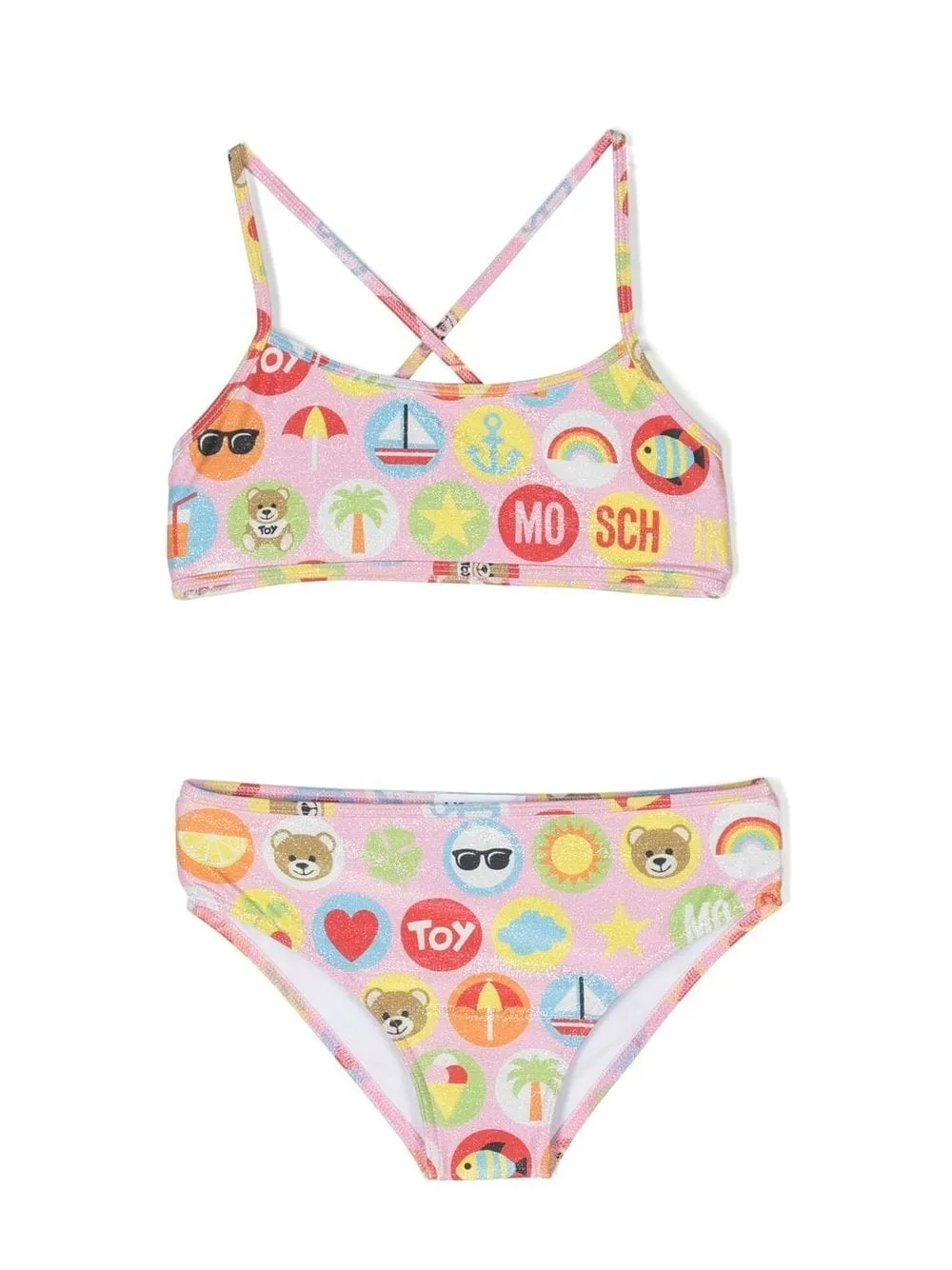 Moschino Logo-print Bikini Set In Pink