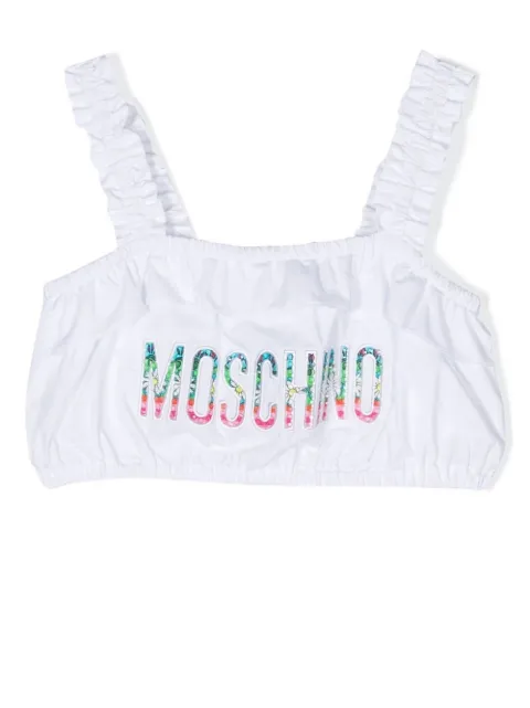 Moschino Kids top de bikini con logo bordado