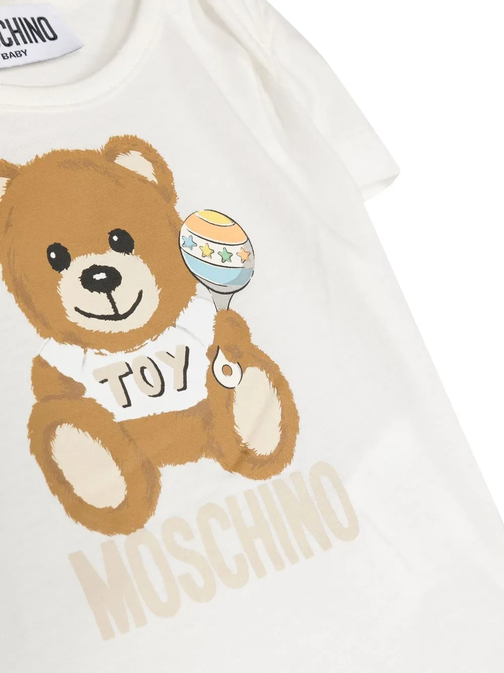 Shop Moschino Teddy Short-sleeve Babygrows In White