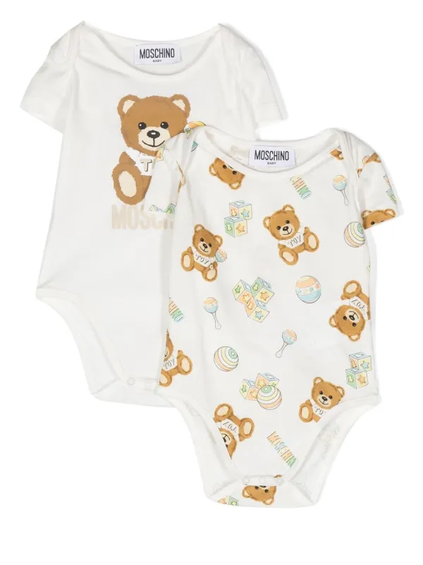 Moschino Kids Teddy short-sleeve Babygrows White FARFETCH IN
