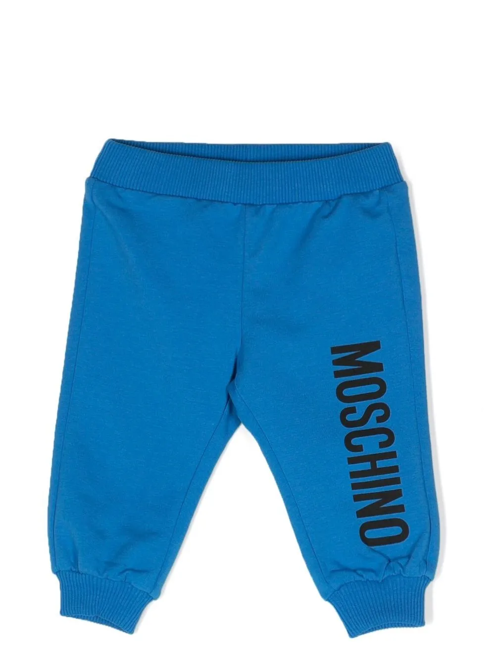 Moschino Babies' Logo-print Cotton Track Trousers In Blue