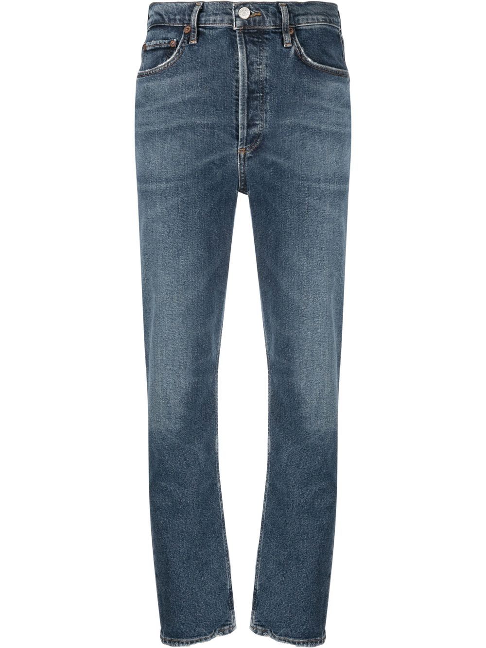 high-waisted slim-fit jeans