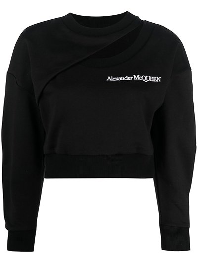 Alexander McQueen - logo-embroidered cut-out sweatshirt