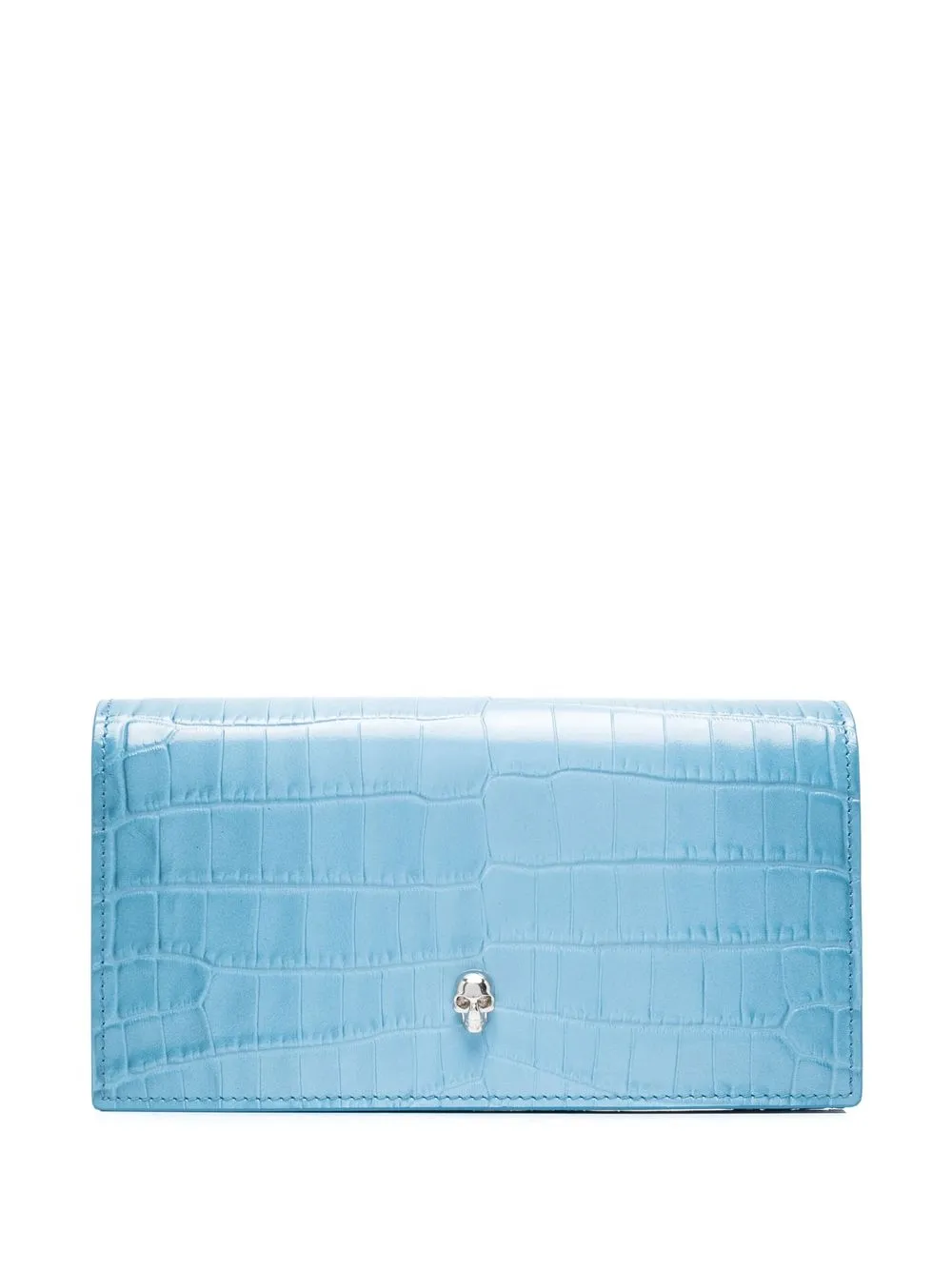 

Alexander McQueen logo crocodile-effect wallet - Blue