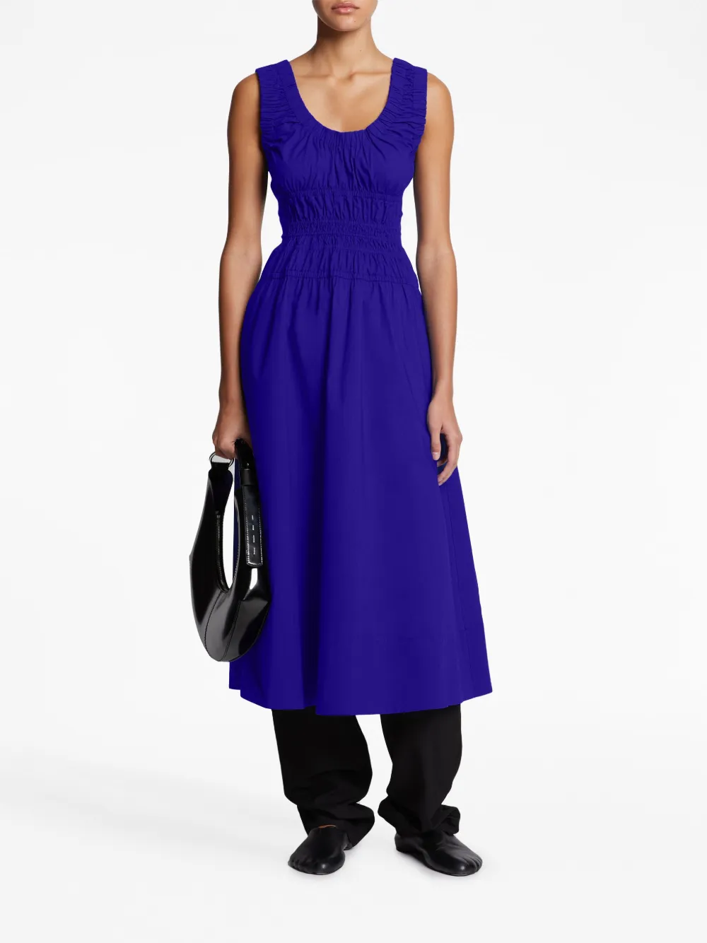 Proenza Schouler White Label gathered poplin midi dress - Blauw