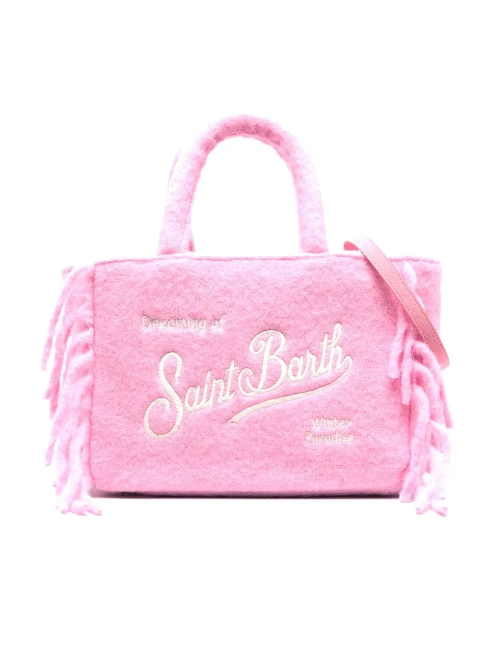 

MC2 Saint Barth Kids logo embroidered fringe-trim bag - Pink