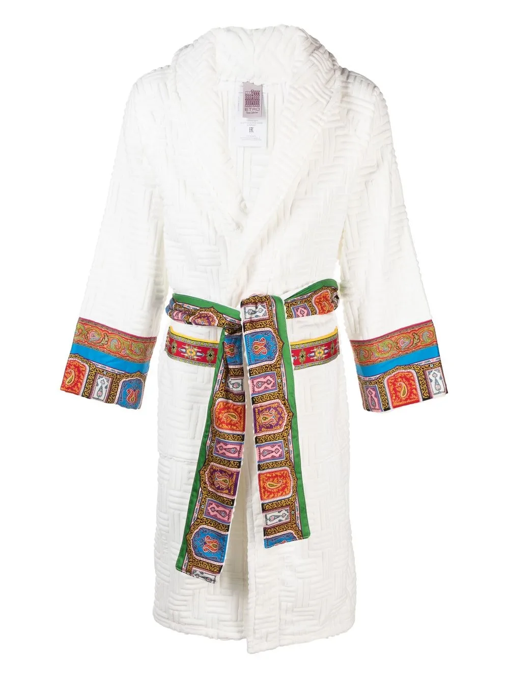 

ETRO abtract-trim cotton bathrobe - White