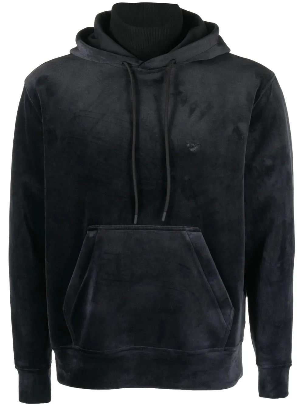 

Emporio Armani drawstring velvet hoodie - Black