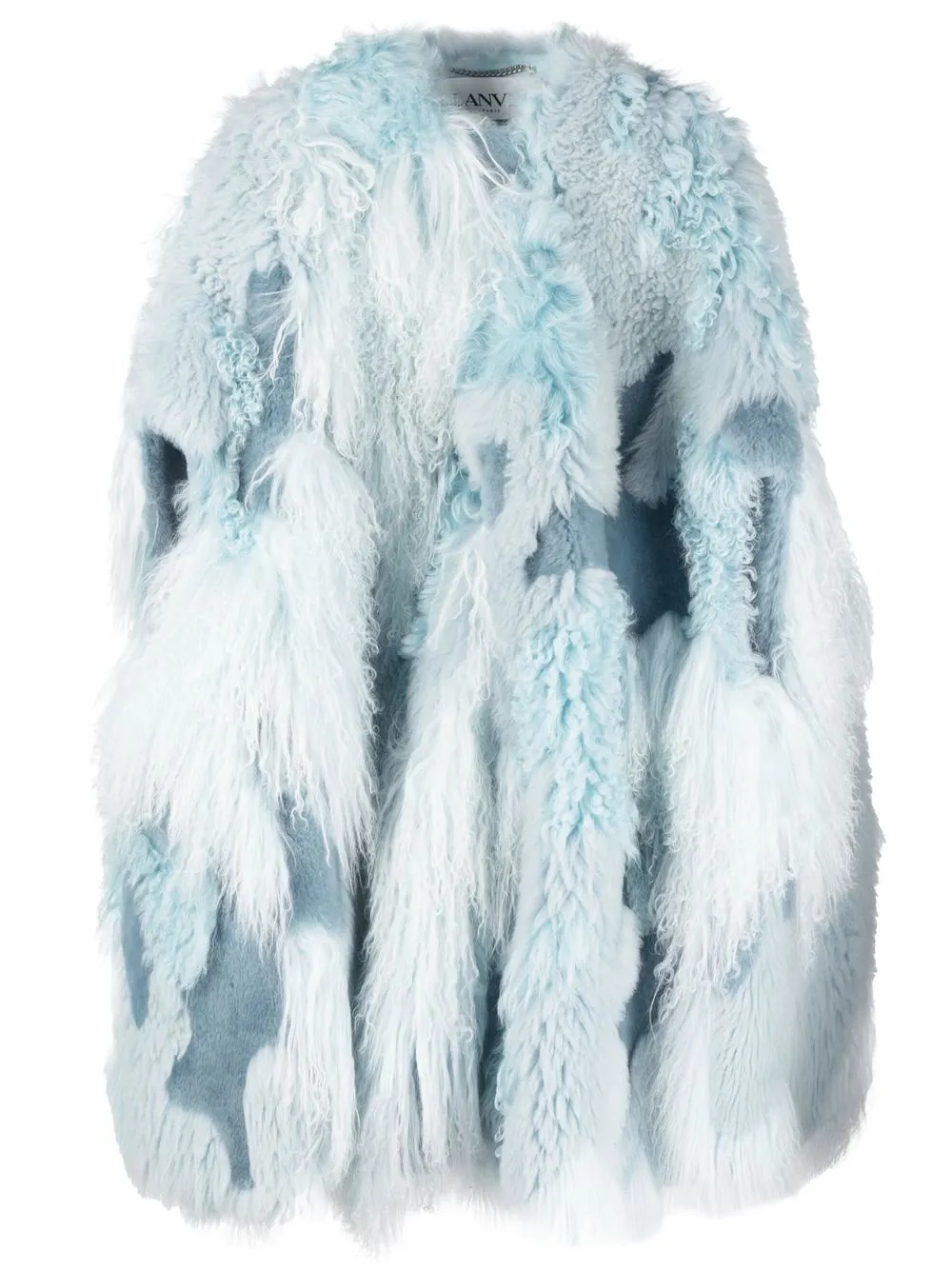 

Lanvin shearling-patchwork cape coat - Blue