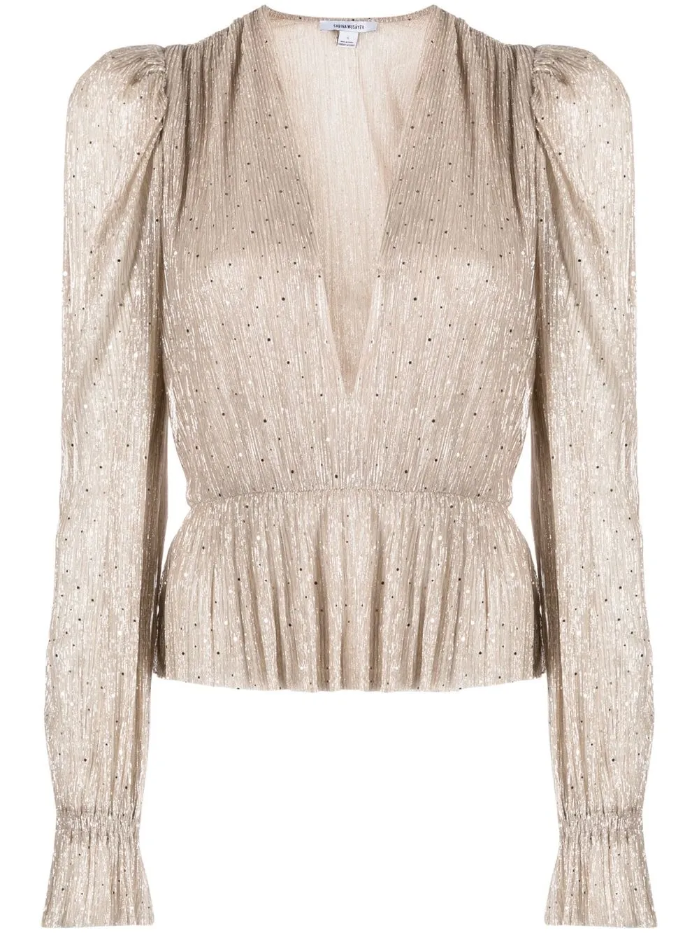 

Sabina Musayev metallic crease-effect long sleeved top - Gold